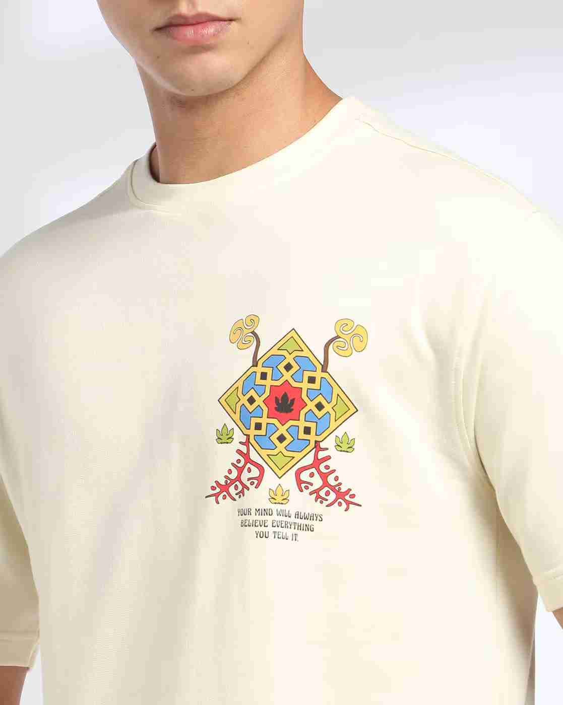 DNMX | Men Graphic Print Slim Fit Crew-Neck T-Shirt|4
