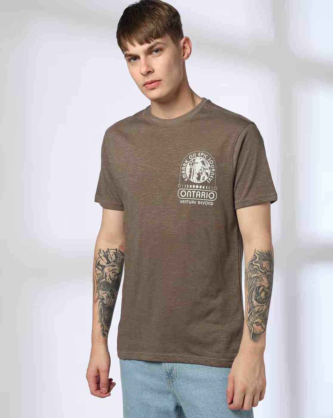 DNMX | Men Printed Slim Fit Crew-Neck T-Shirt|0