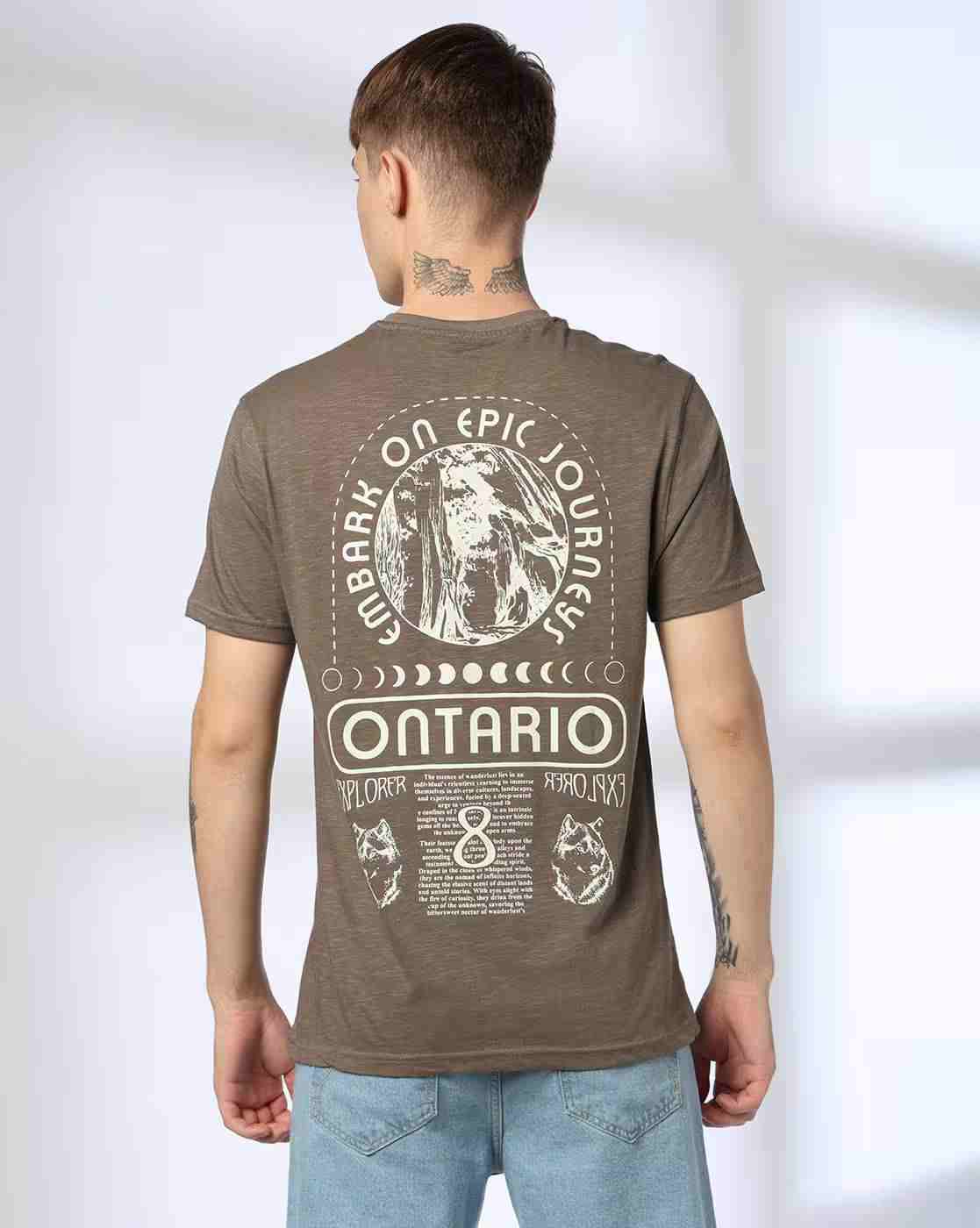 DNMX | Men Printed Slim Fit Crew-Neck T-Shirt|2