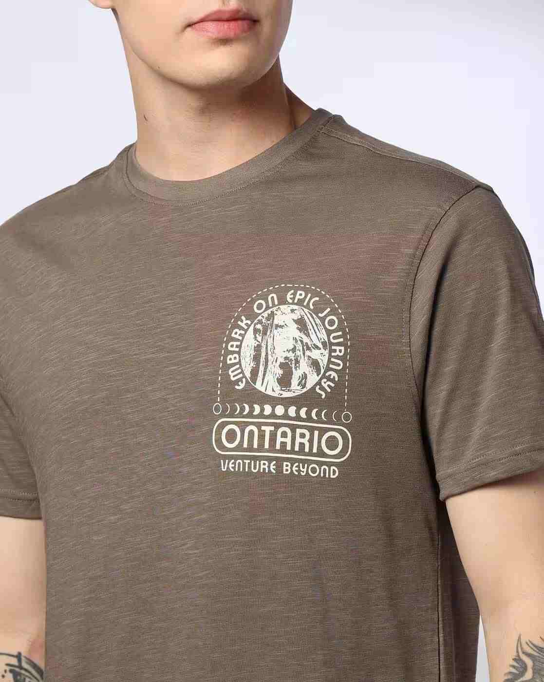 DNMX | Men Printed Slim Fit Crew-Neck T-Shirt|3
