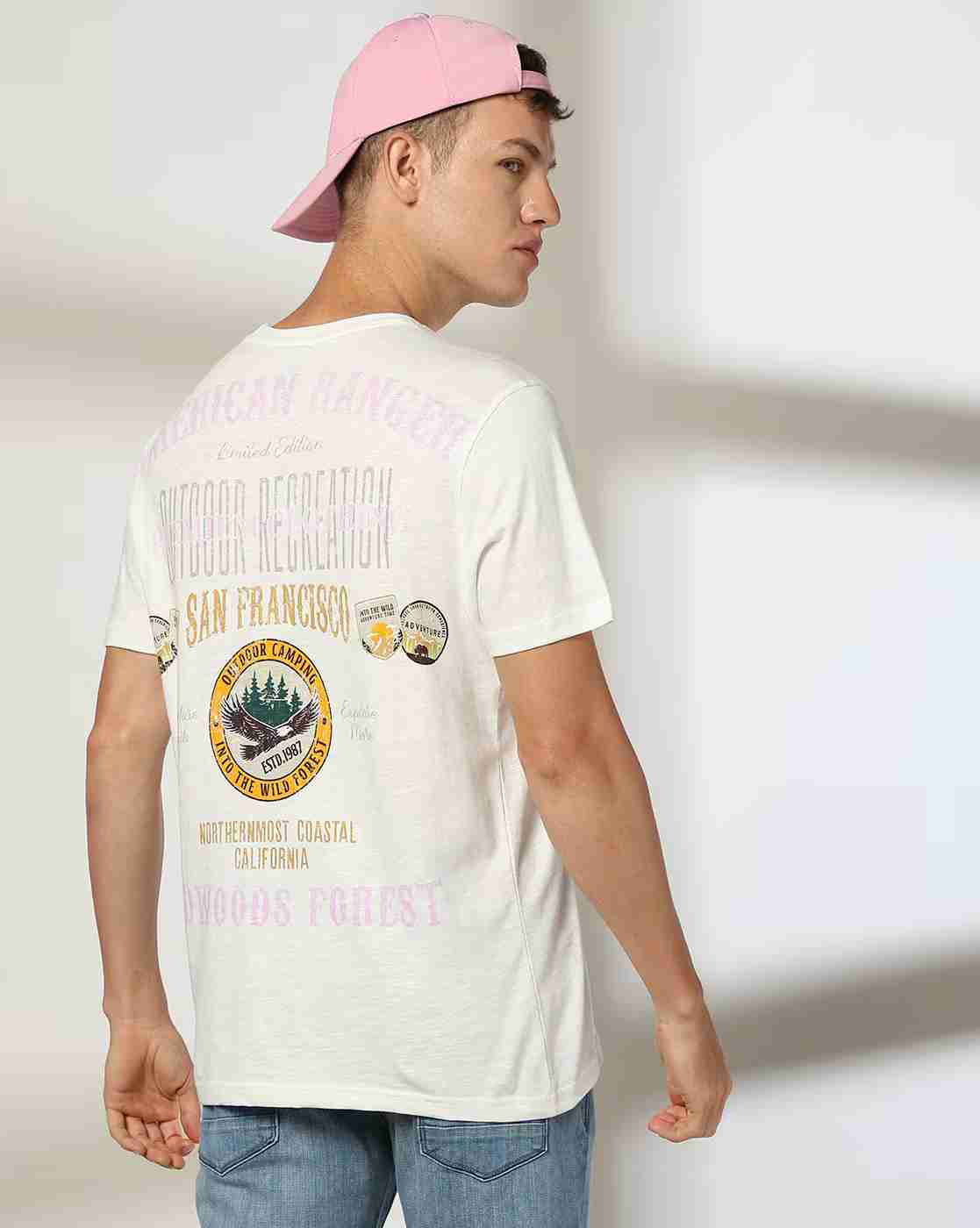 DNMX | Men Typographic Print Slim Fit Crew-Neck T-Shirt|0