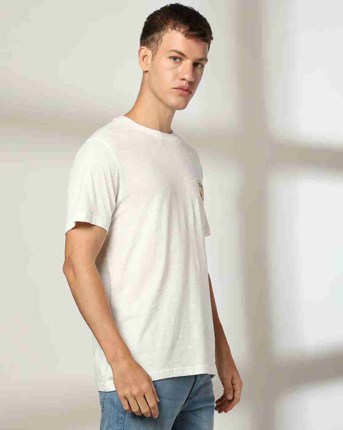 DNMX | Men Typographic Print Slim Fit Crew-Neck T-Shirt|1