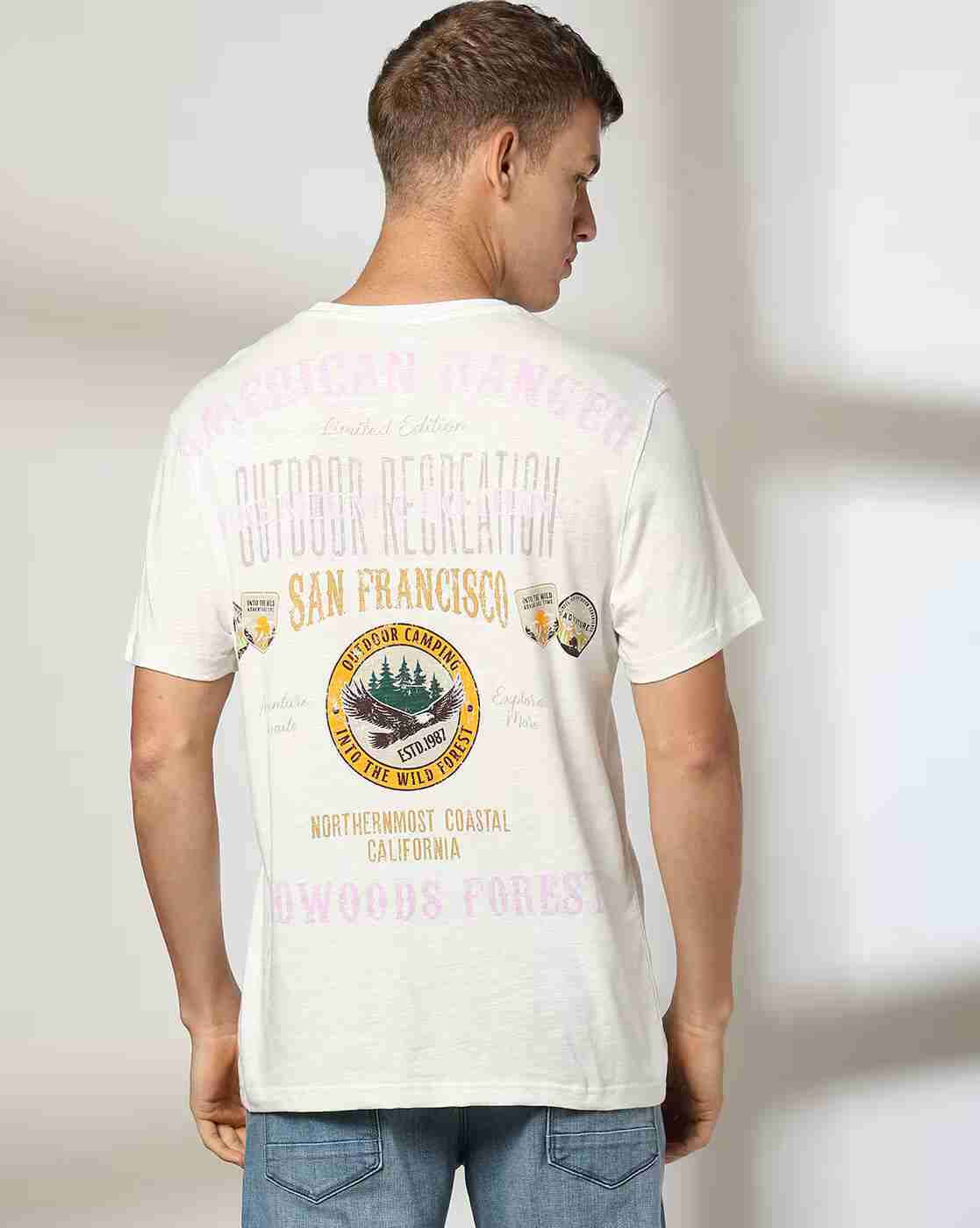 DNMX | Men Typographic Print Slim Fit Crew-Neck T-Shirt|2