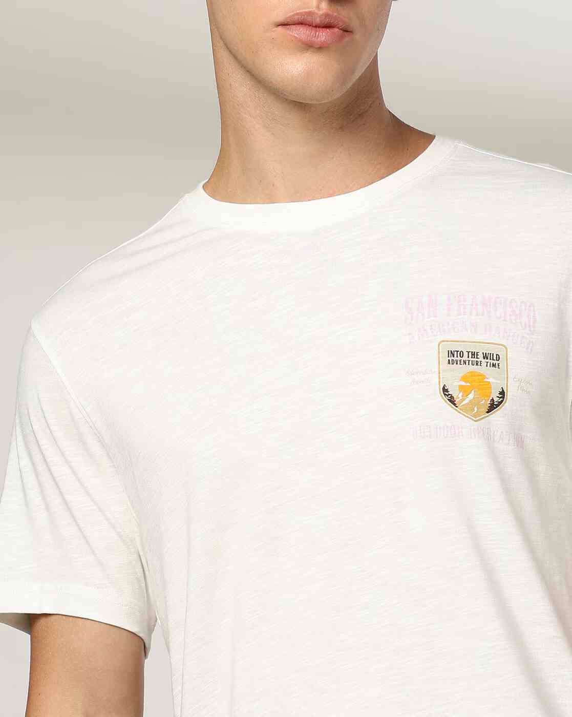 DNMX | Men Typographic Print Slim Fit Crew-Neck T-Shirt|4