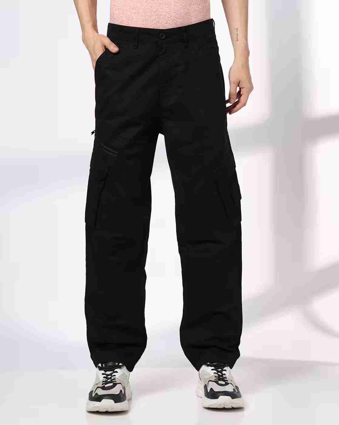 Men Cargo-Pockets Loose Fit Trousers
