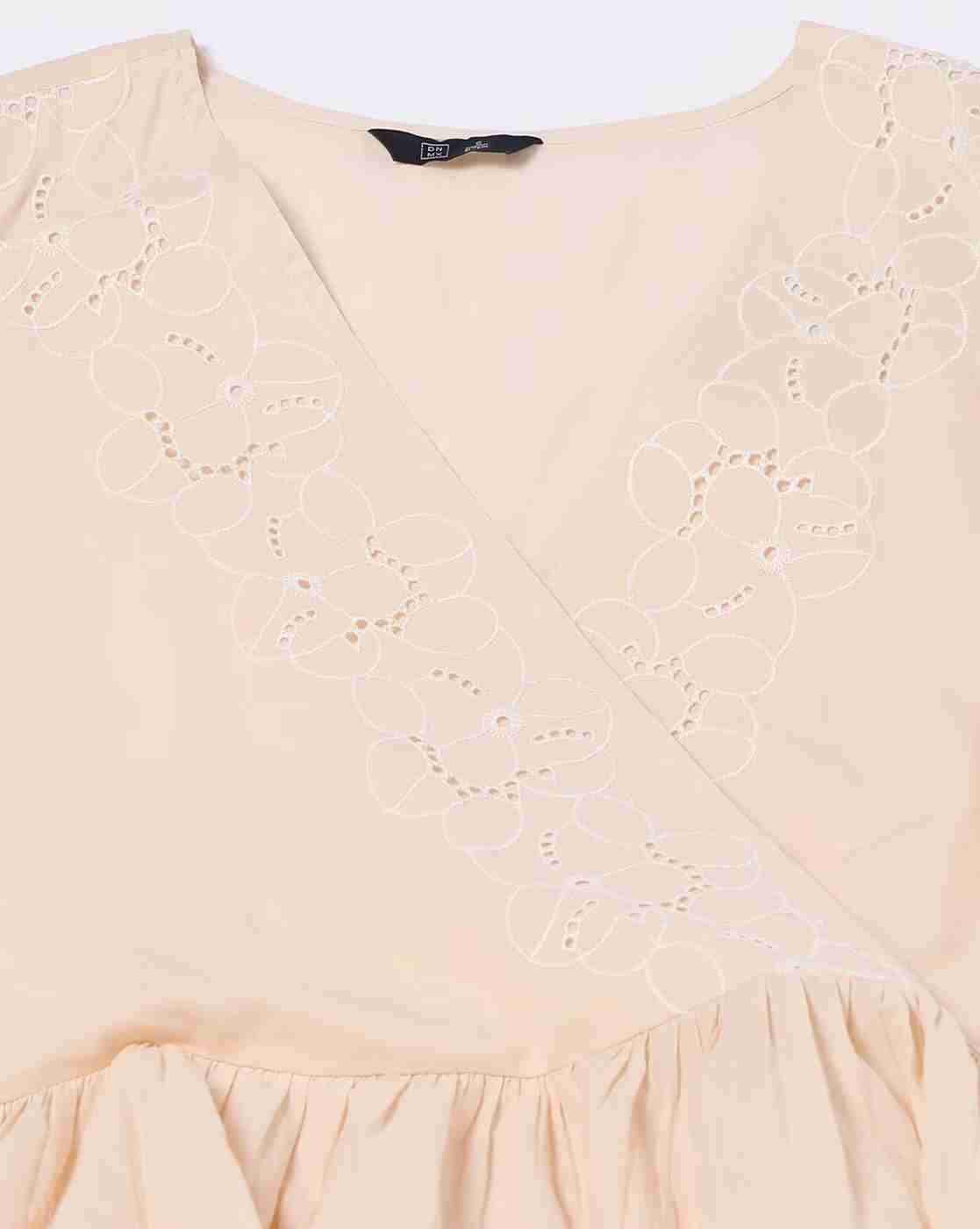DNMX | Women Schiffli Embroidered Relaxed Fit Peplum Top|4