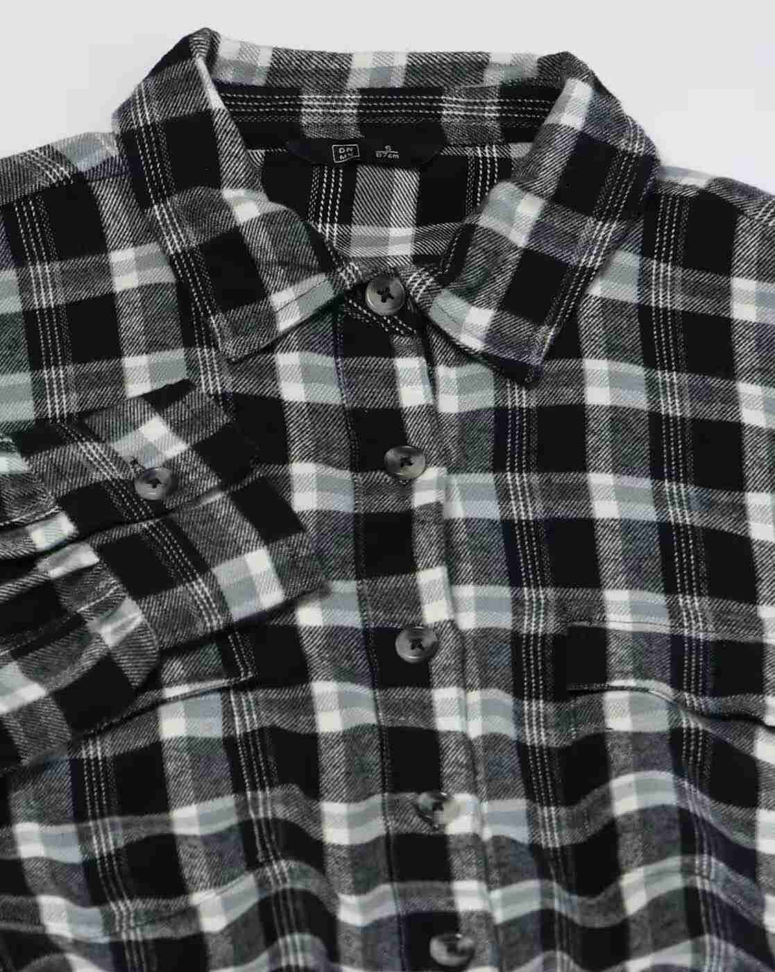 DNMX | Women Checked Relaxed Fit Shirt with Flap Pockets|5
