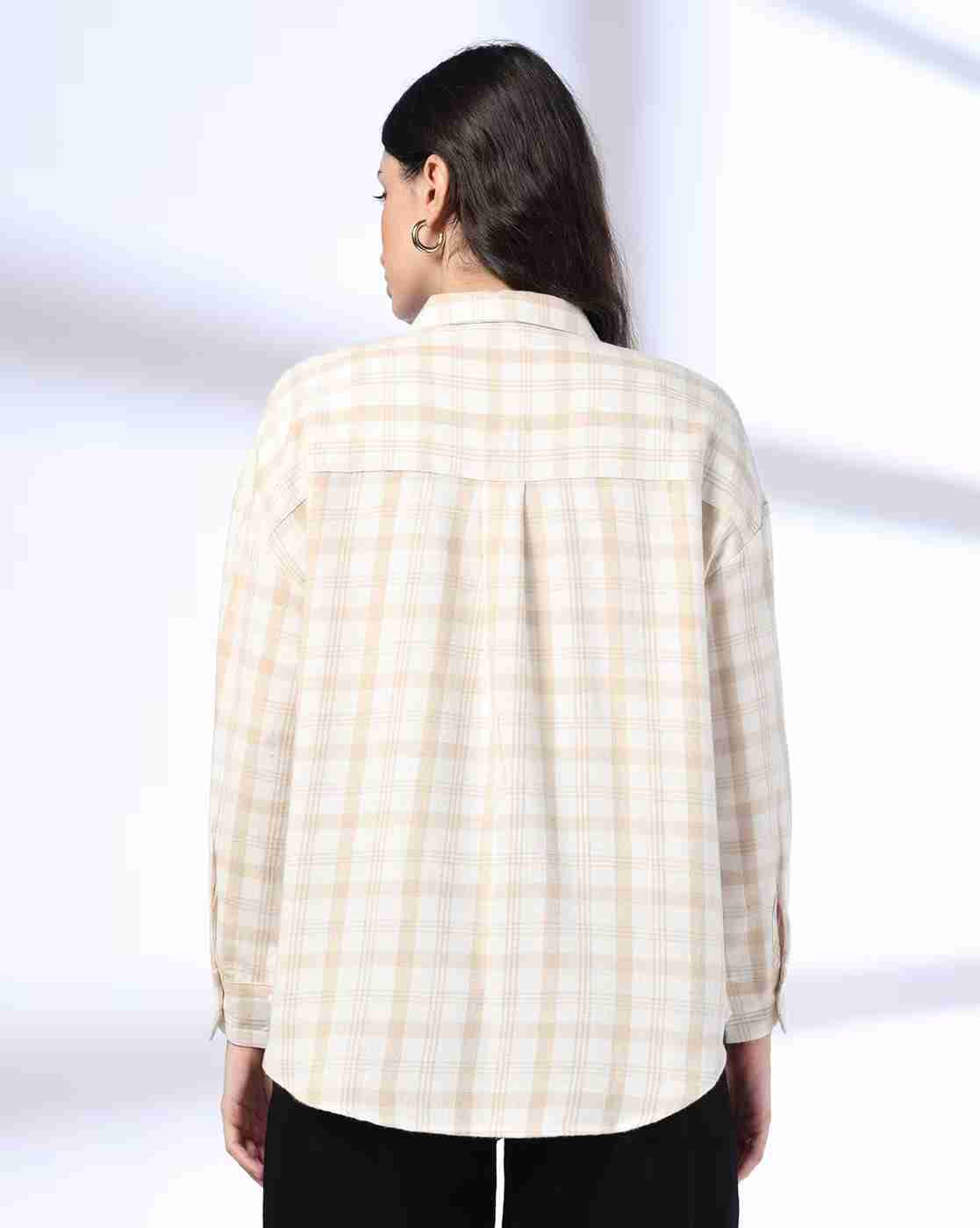 DNMX | Women Checked Relaxed Fit Shirt with Patch Pocket|2