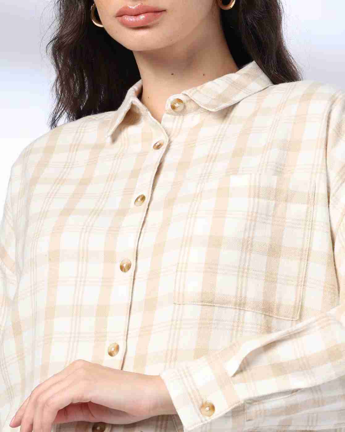 DNMX | Women Checked Relaxed Fit Shirt with Patch Pocket|4