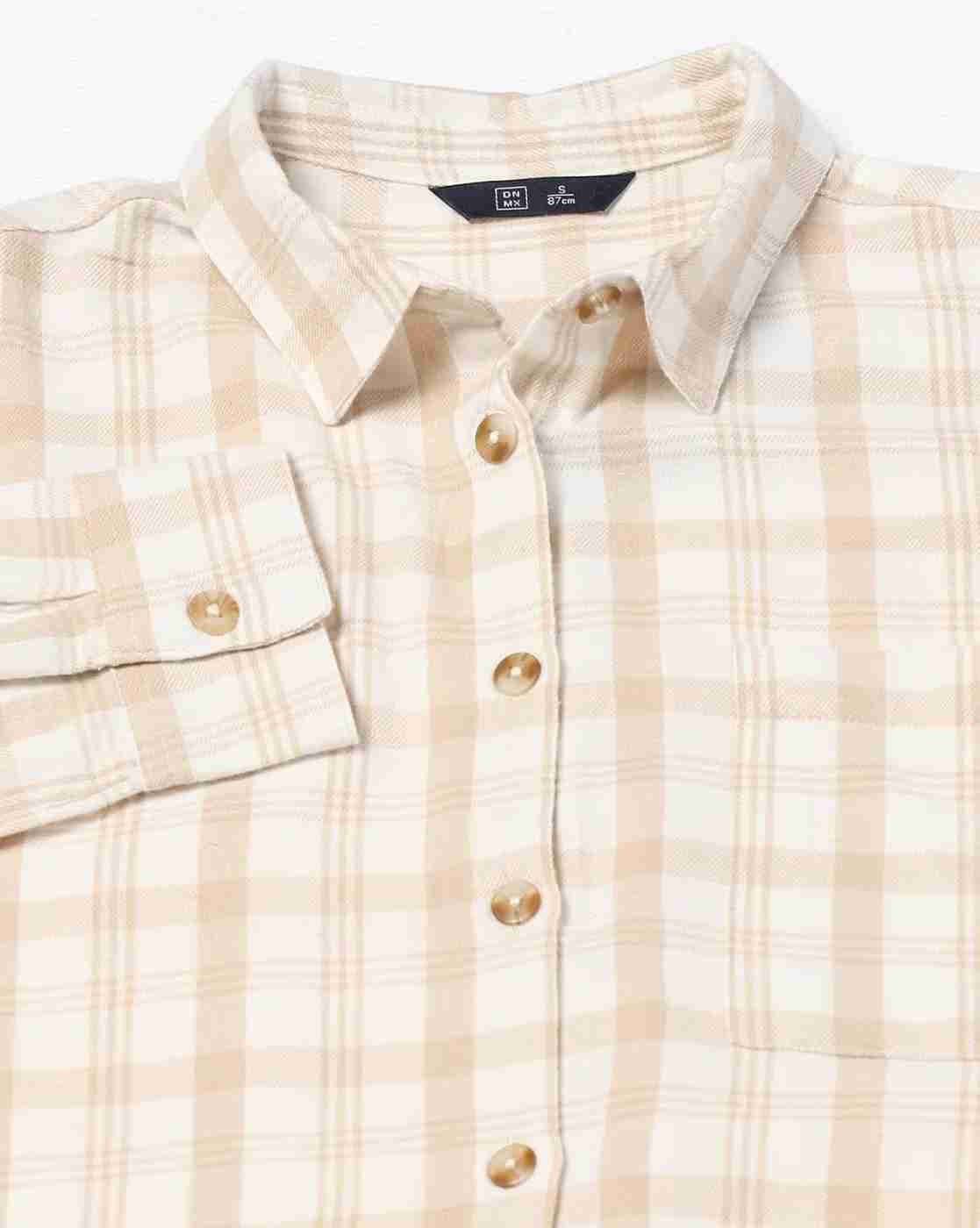 DNMX | Women Checked Relaxed Fit Shirt with Patch Pocket|5