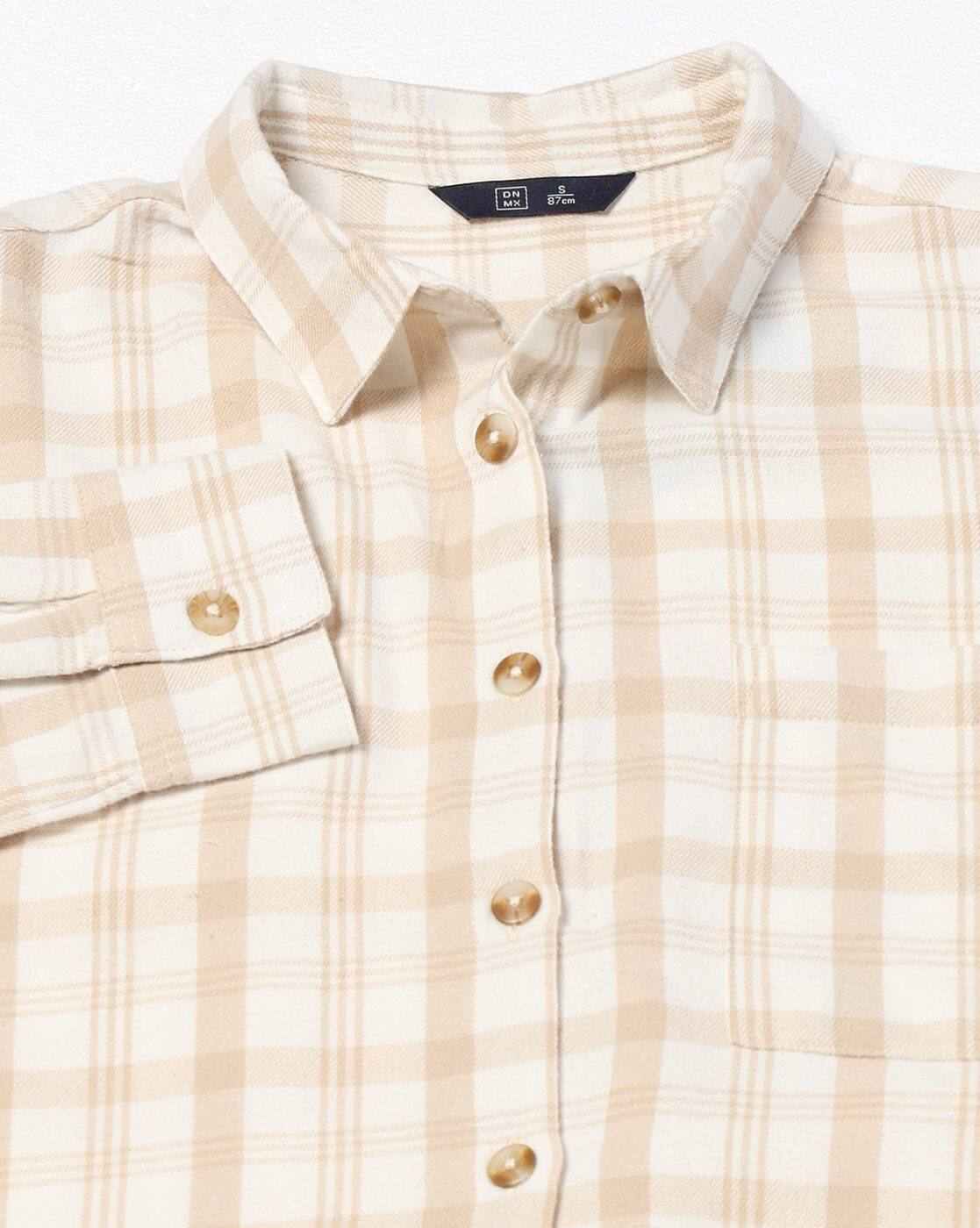 DNMX | Women Checked Relaxed Fit Shirt with Patch Pocket|5