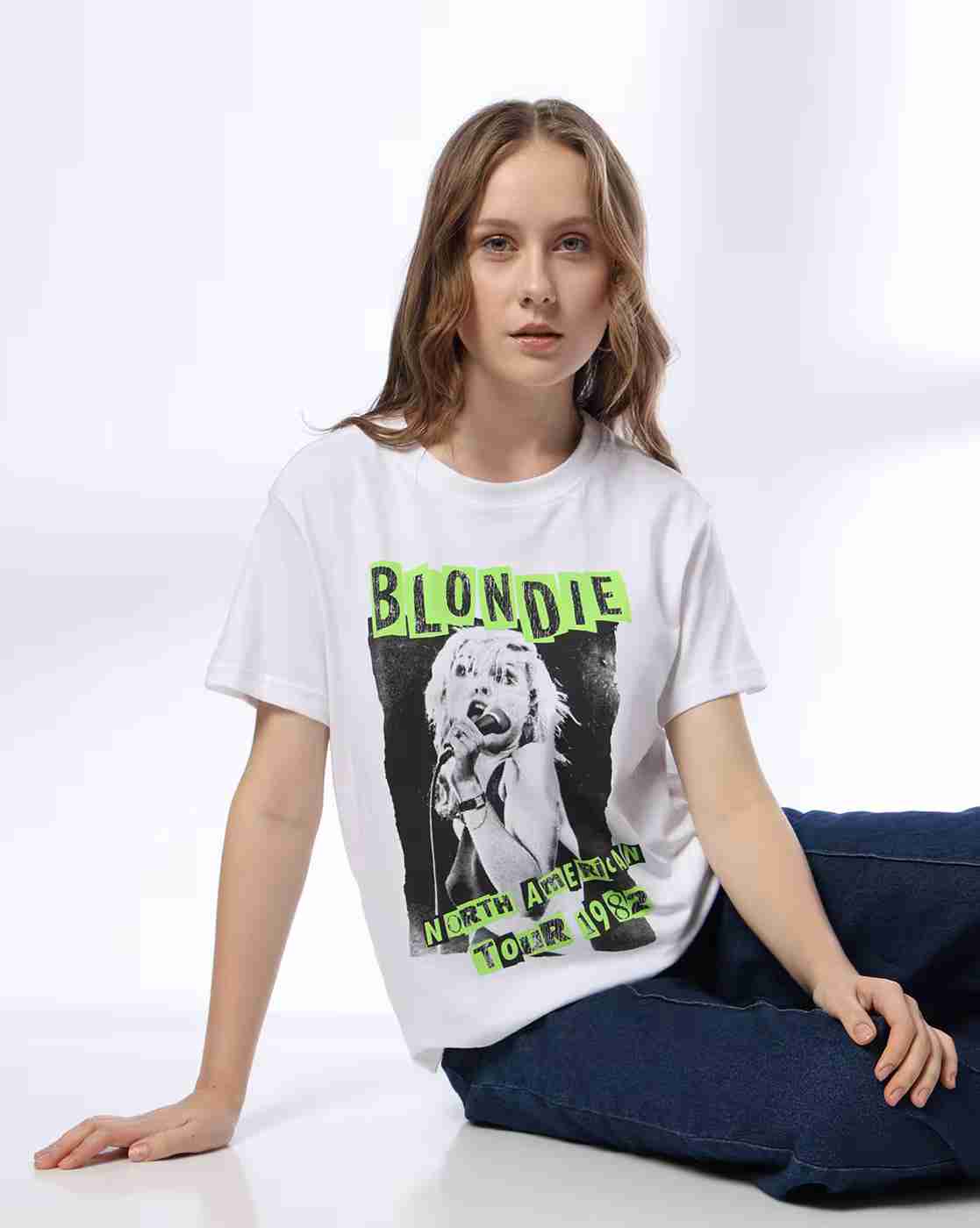 DNMX | Women Graphic Print Slim Boxy Fit Round-Neck T-Shirt|0