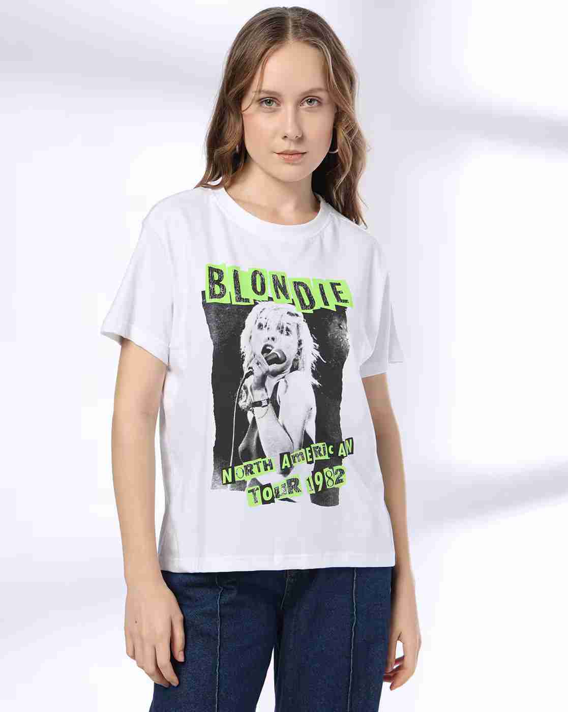 DNMX | Women Graphic Print Slim Boxy Fit Round-Neck T-Shirt|3