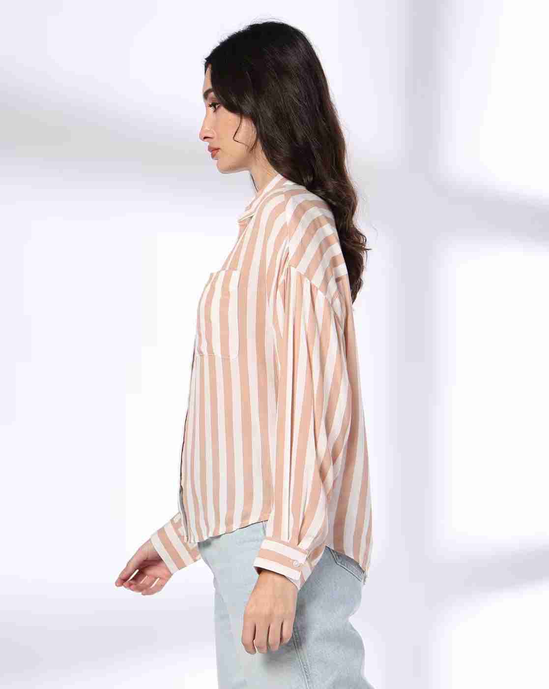 DNMX | Women Striped Relaxed Fit Shirt|1