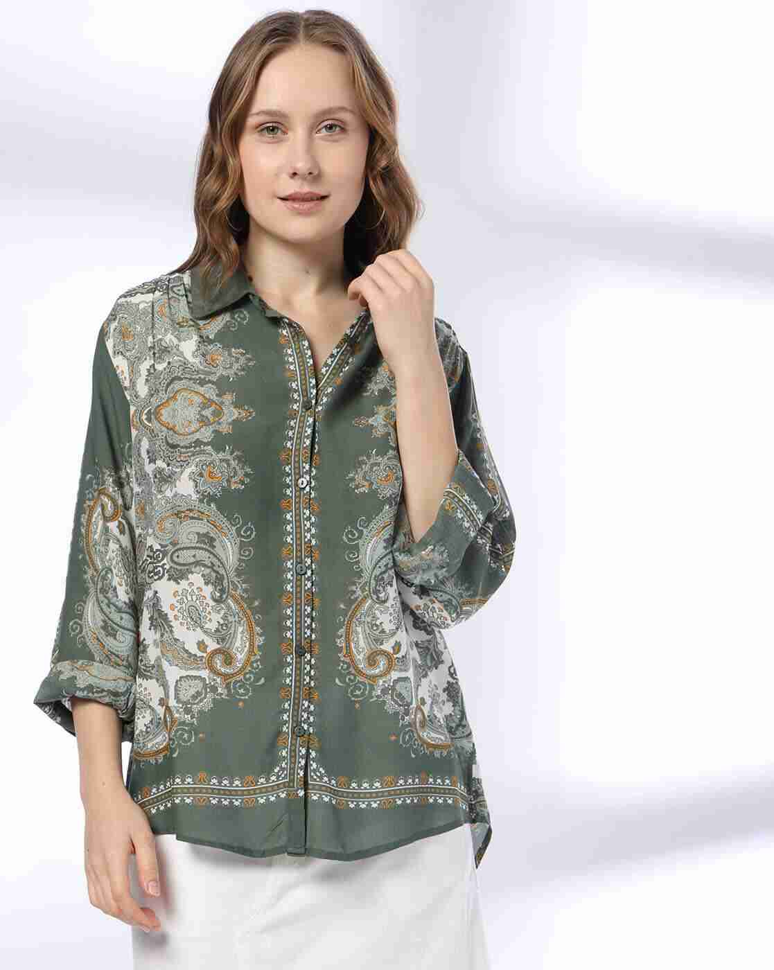 DNMX | Women Paisley Print Relaxed Fit Shirt|0
