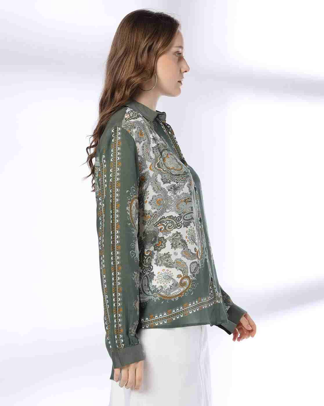 DNMX | Women Paisley Print Relaxed Fit Shirt|1