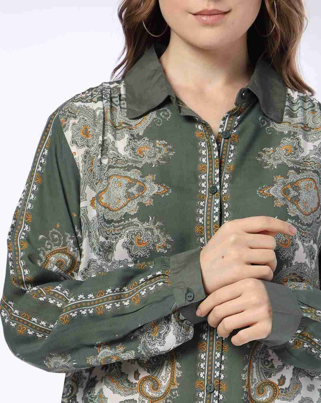 DNMX | Women Paisley Print Relaxed Fit Shirt|3