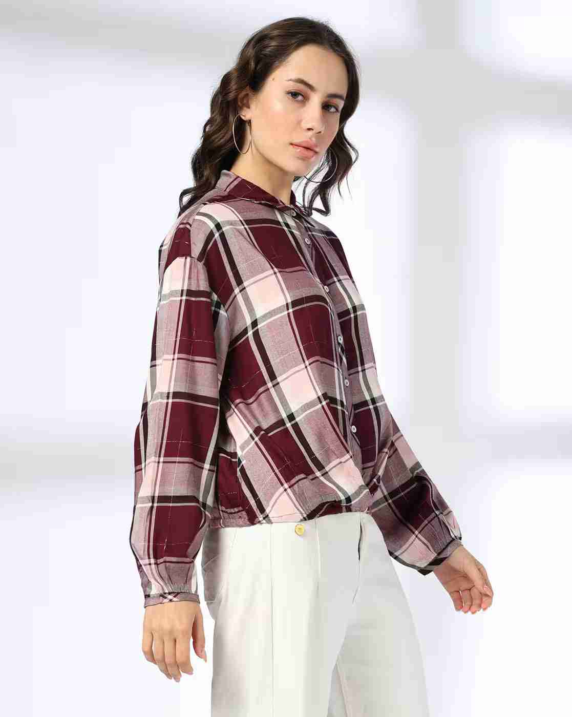 DNMX | Women Checked Relaxed Fit Shirt|1