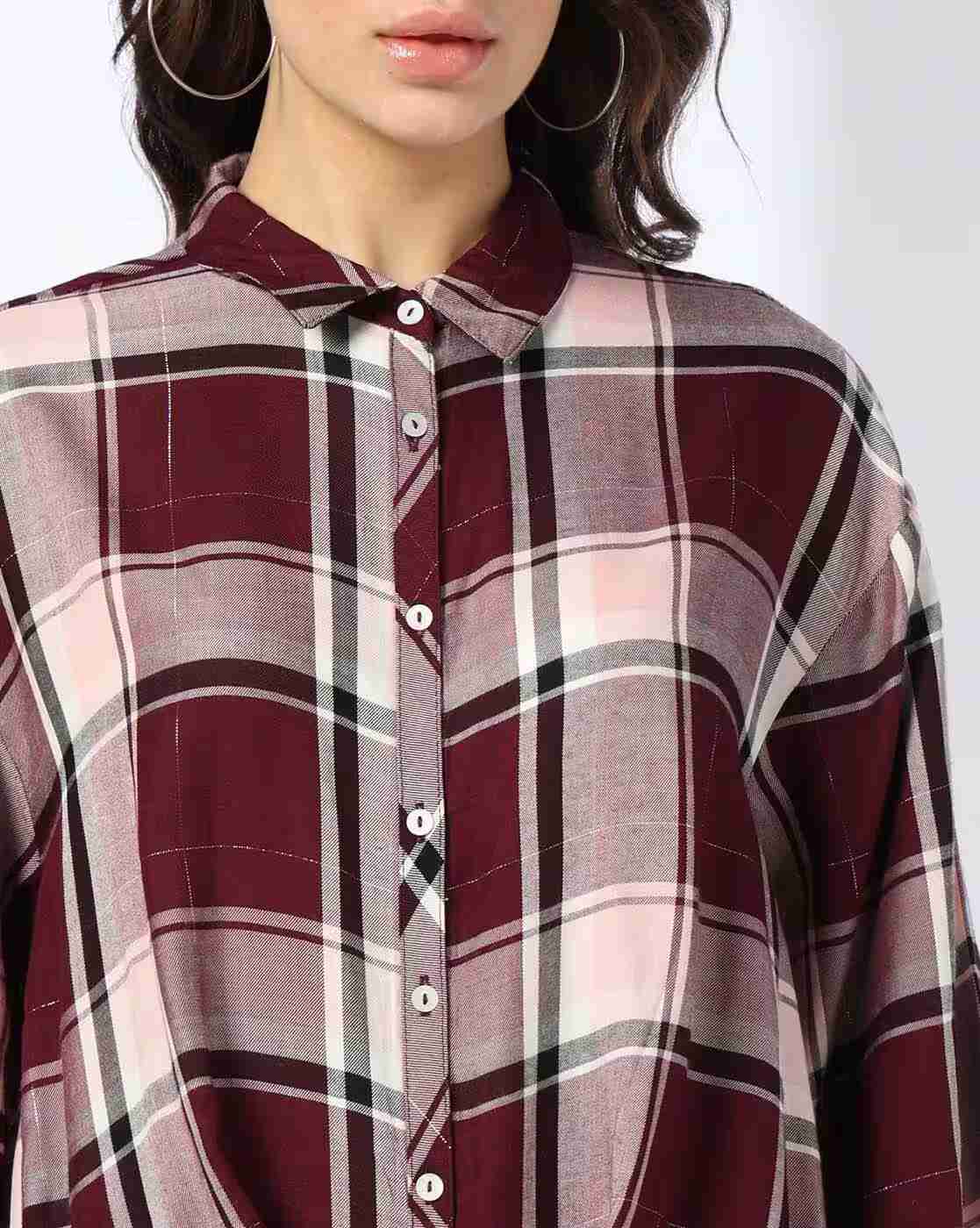 DNMX | Women Checked Relaxed Fit Shirt|3