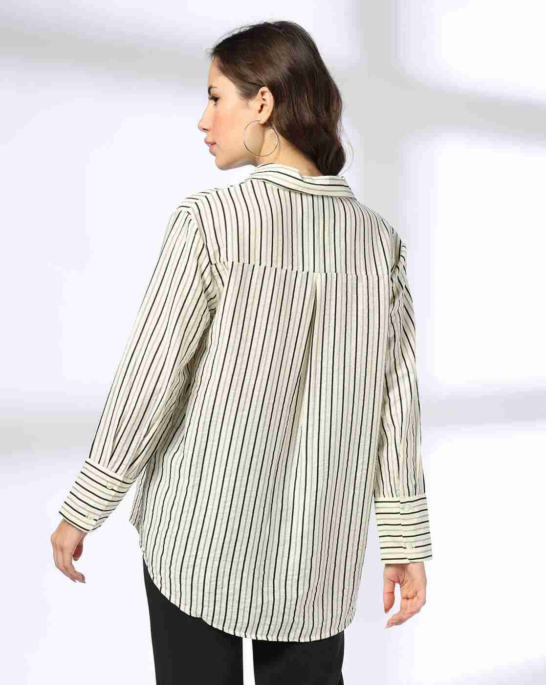 DNMX | Women Striped Boxy Fit Shirt|2