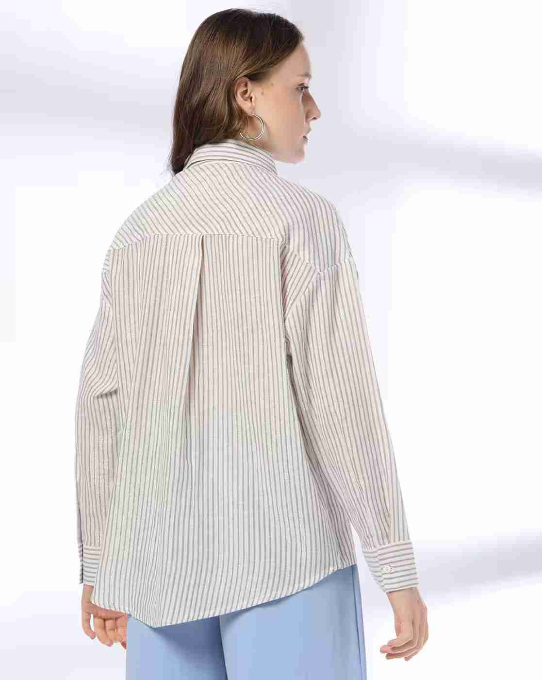 DNMX | Women Striped Loose Fit Shirt|2