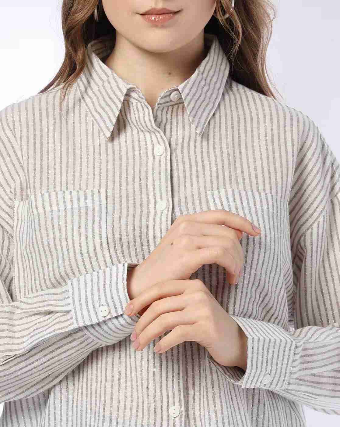 DNMX | Women Striped Loose Fit Shirt|4