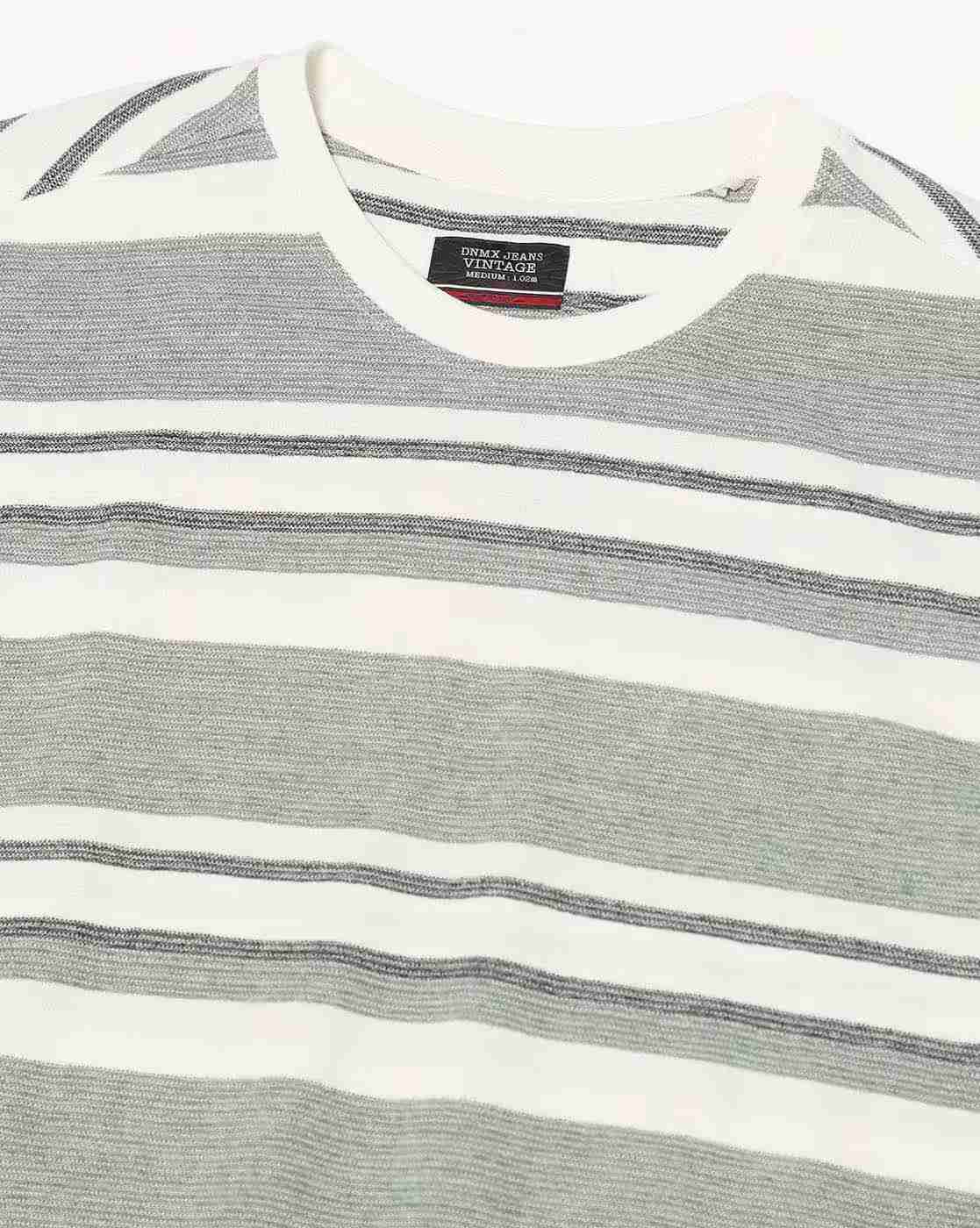 DNMX | Men Striped Relaxed Fit Crew-Neck T-Shirt|3