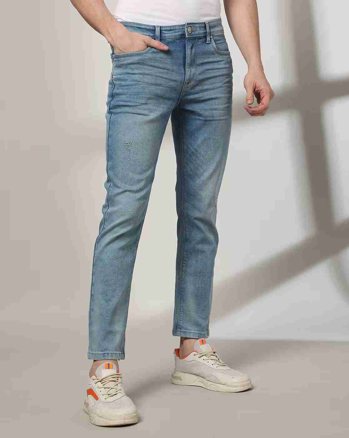 DNMX | Men Heavily Washed Slim Fit Jeans|0