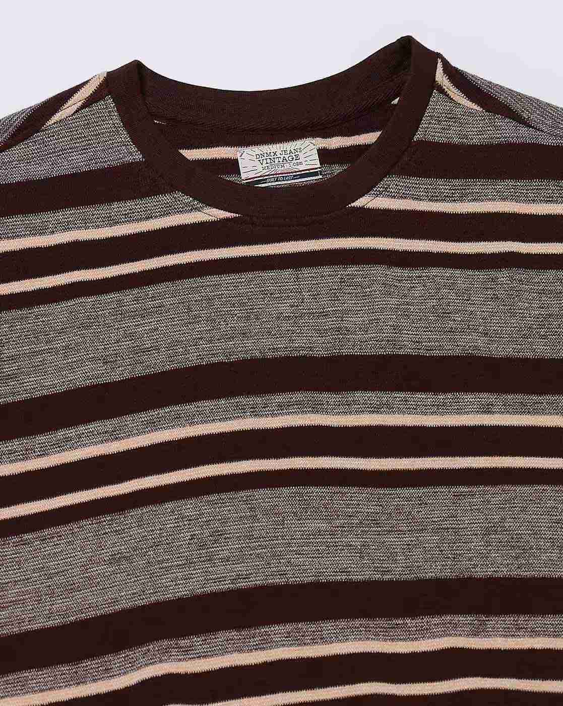 DNMX | Men Striped Relaxed Fit Crew-Neck T-Shirt|4