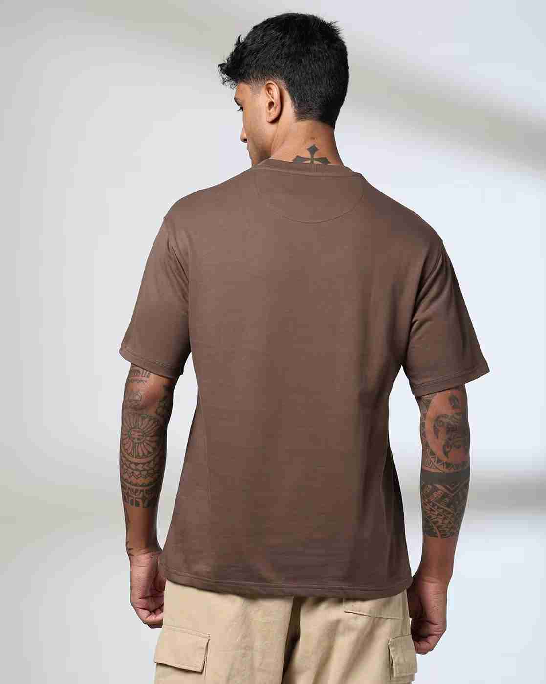 DNMX | Men Relaxed Fit Crew-Neck T-Shirt with Typographic Print|2
