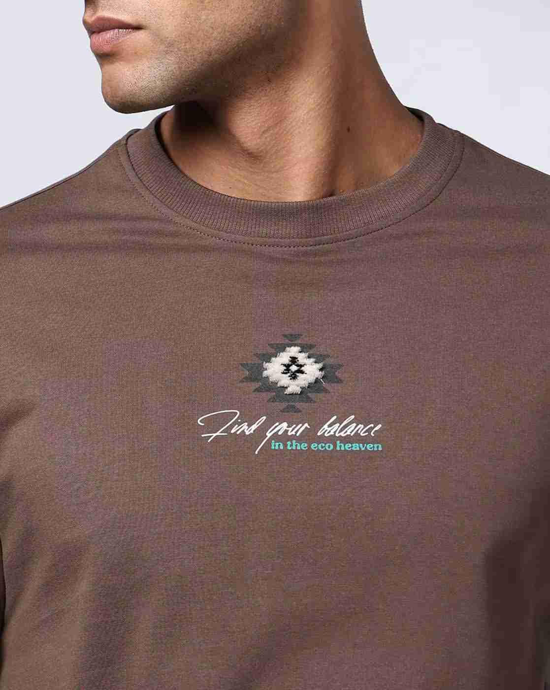 DNMX | Men Relaxed Fit Crew-Neck T-Shirt with Typographic Print|3