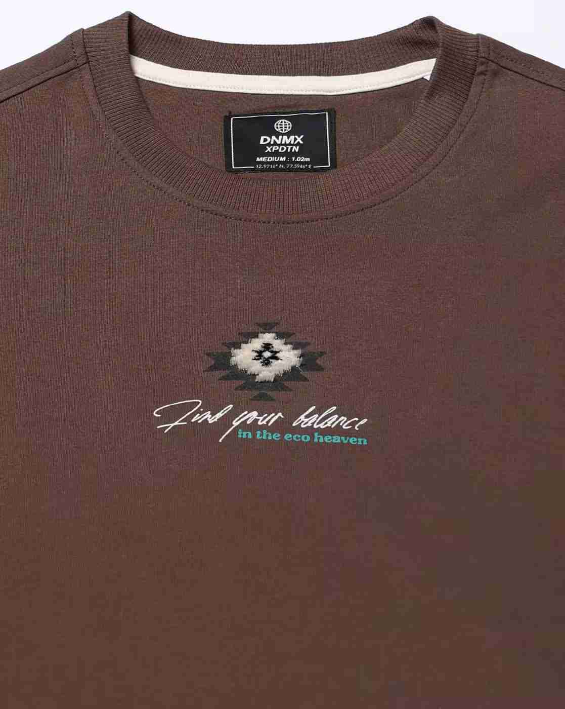 DNMX | Men Relaxed Fit Crew-Neck T-Shirt with Typographic Print|4