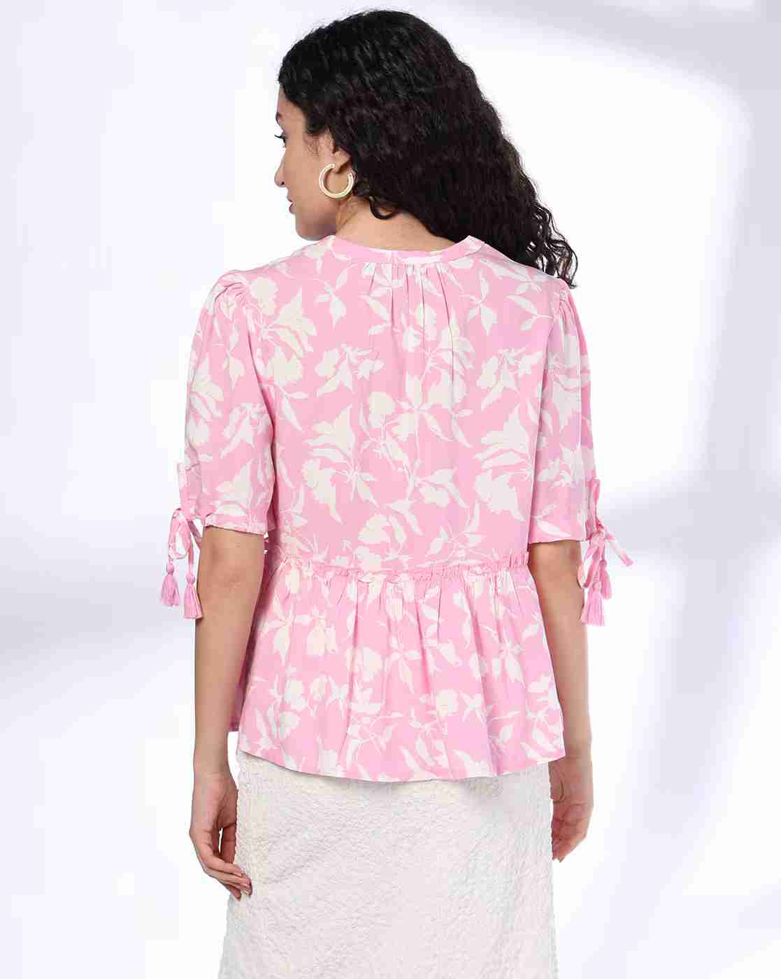 DNMX | Women Floral Print Relaxed Fit Peplum Top|2