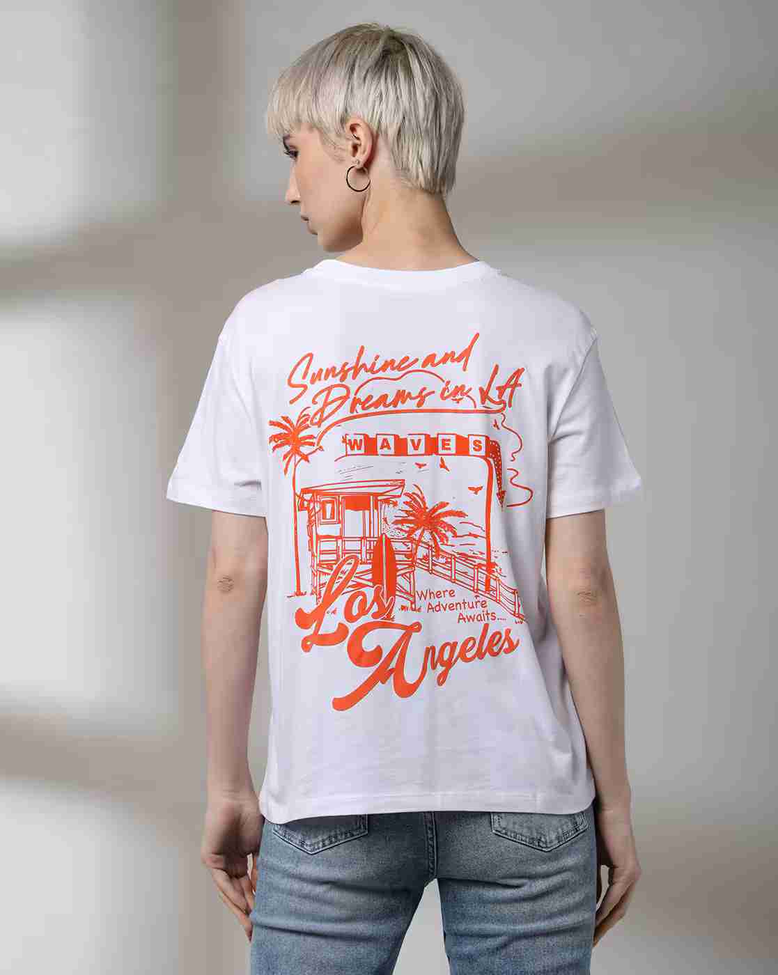 DNMX | Women Graphic Print Regular Fit Crew-Neck T-Shirt|3