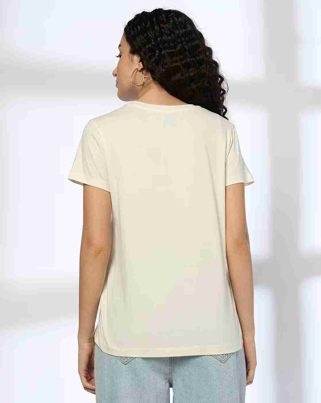 DNMX | Women Foil Print Regular Fit Round-Neck T-Shirt|2