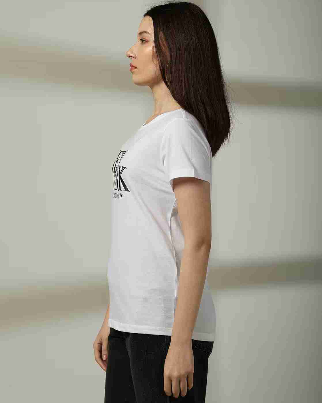 DNMX | Women Printed Regular Fit Crew-Neck T-Shirt|1