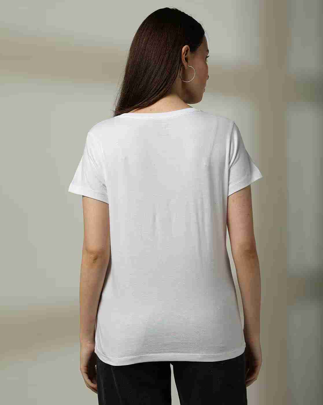 DNMX | Women Printed Regular Fit Crew-Neck T-Shirt|2