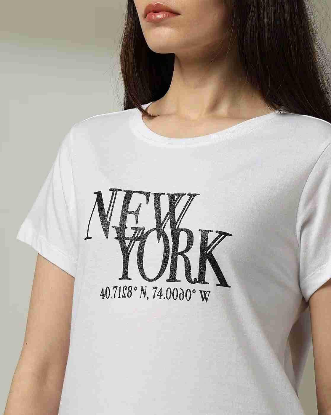 DNMX | Women Printed Regular Fit Crew-Neck T-Shirt|4