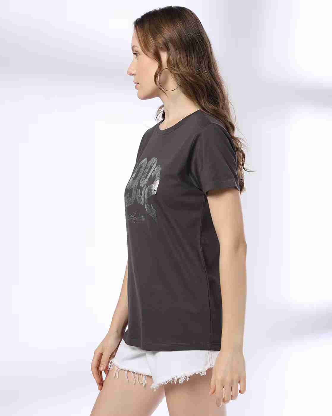 DNMX | Women Numeric Print Regular Fit Round-Neck T-Shirt|1