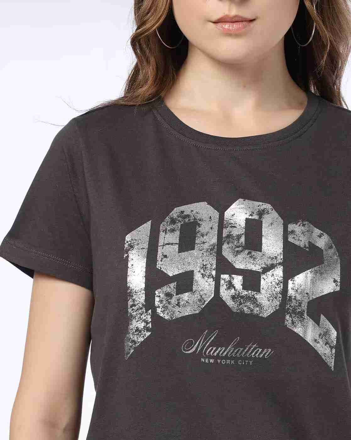 DNMX | Women Numeric Print Regular Fit Round-Neck T-Shirt|4