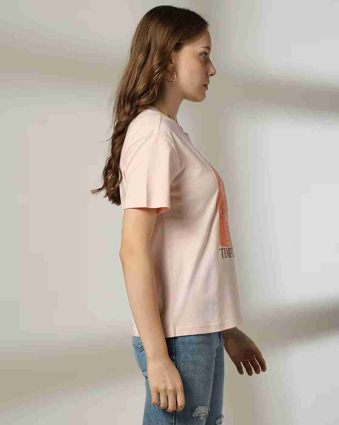 DNMX | Women Graphic Print Regular Boxy Fit Round-Neck T-Shirt|1