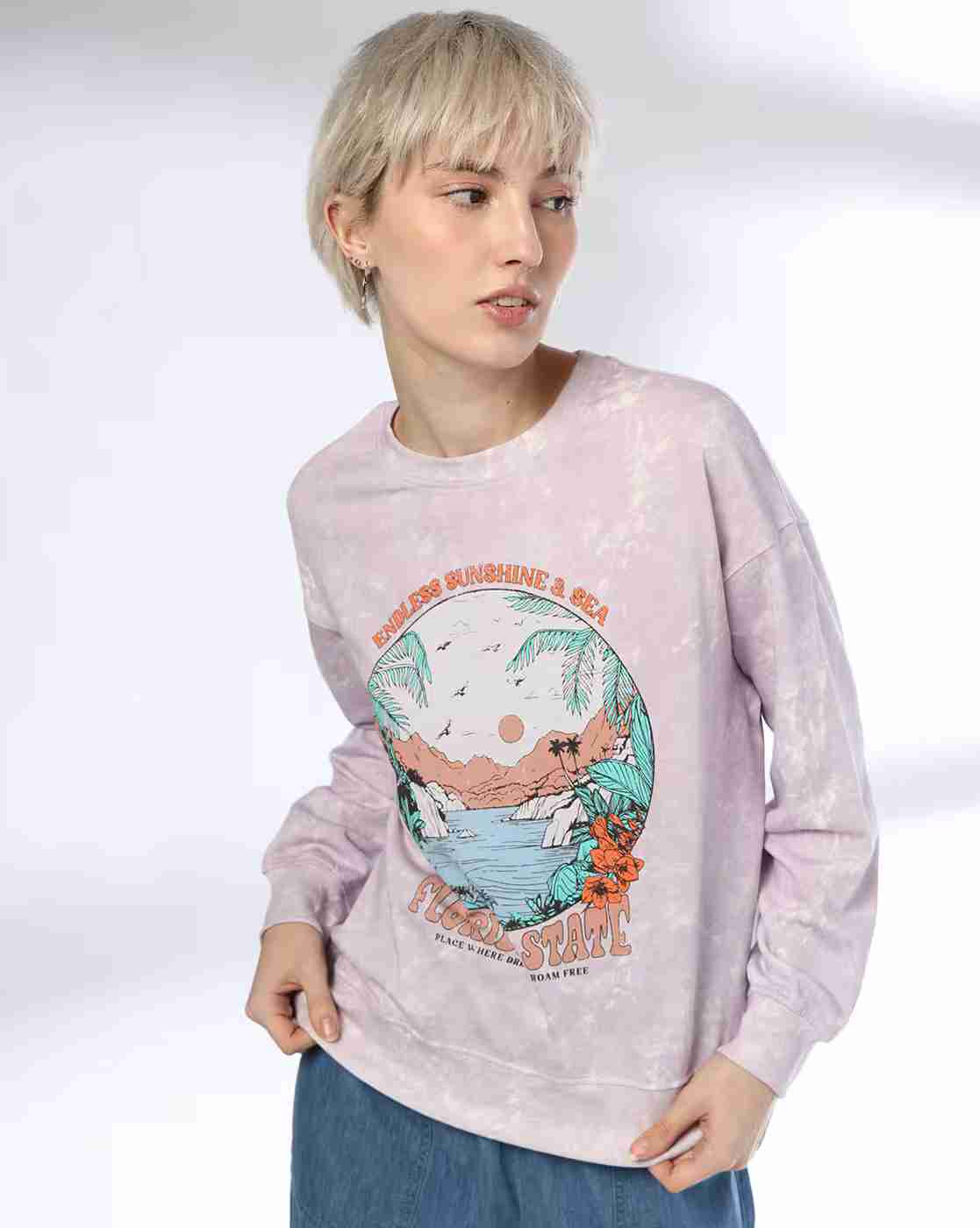 DNMX | Women Graphic Print Relaxed Fit Sweatshirt|0