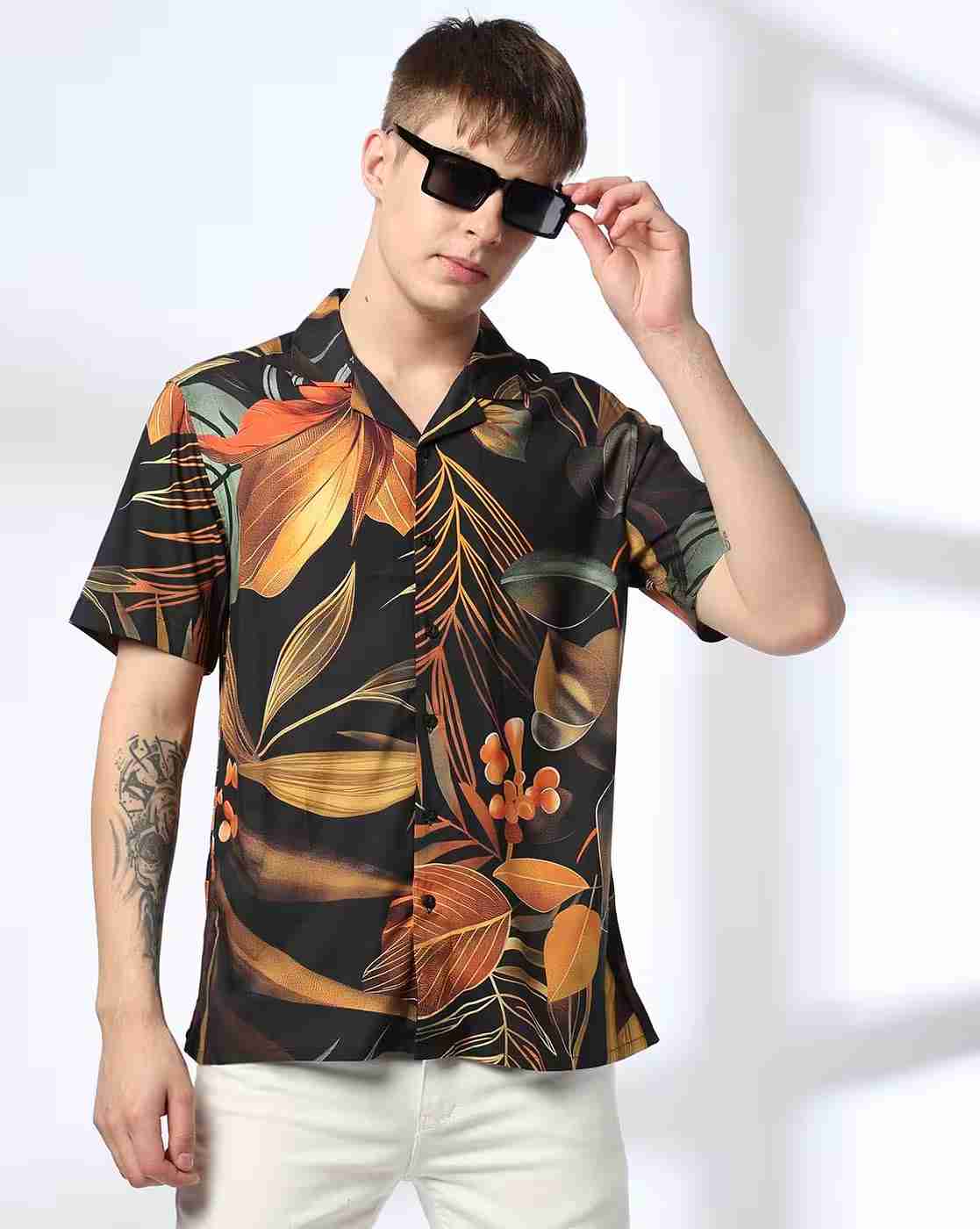 DNMX | Men Tropical Print Regular Fit Shirt|0
