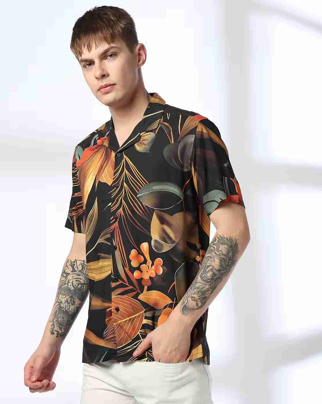 DNMX | Men Tropical Print Regular Fit Shirt|1