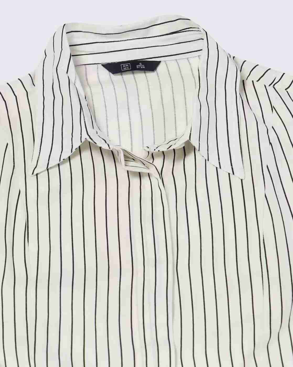 DNMX | Women Striped Shirt Dress with Tie-Up Belt|4