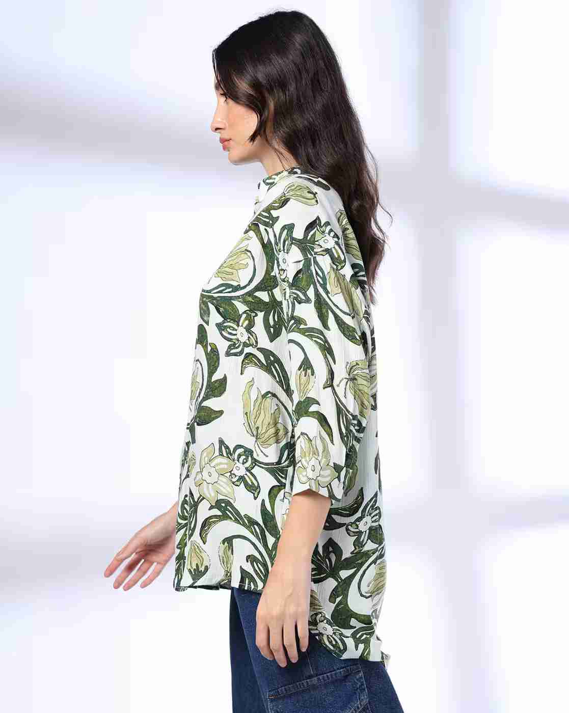DNMX | Women Floral Print Relaxed Fit Shirt|1