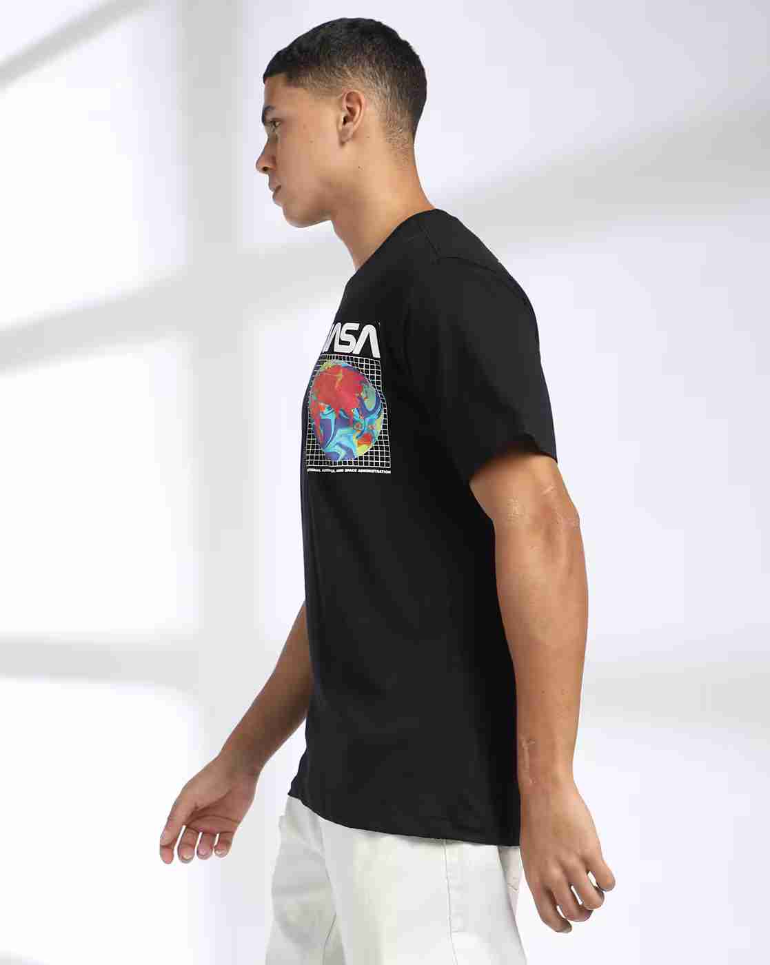 DNMX | Men Printed Slim Fit Crew-Neck T-Shirt|1