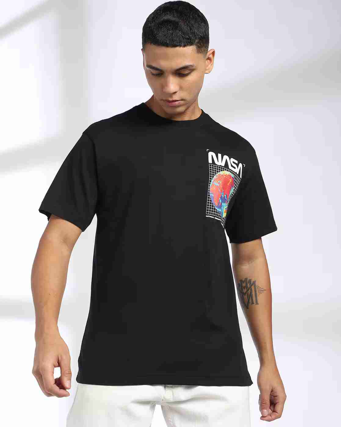 DNMX | Men Printed Slim Fit Crew-Neck T-Shirt|3