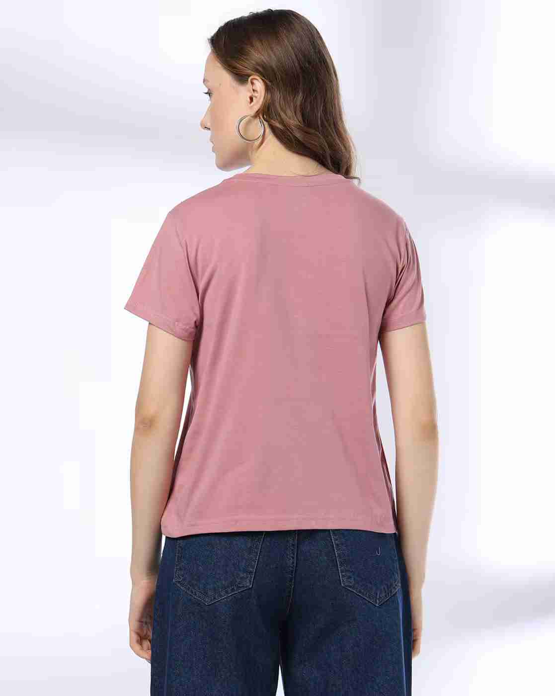 DNMX | Women Typographic Print Regular Fit Round-Neck T-Shirt|2
