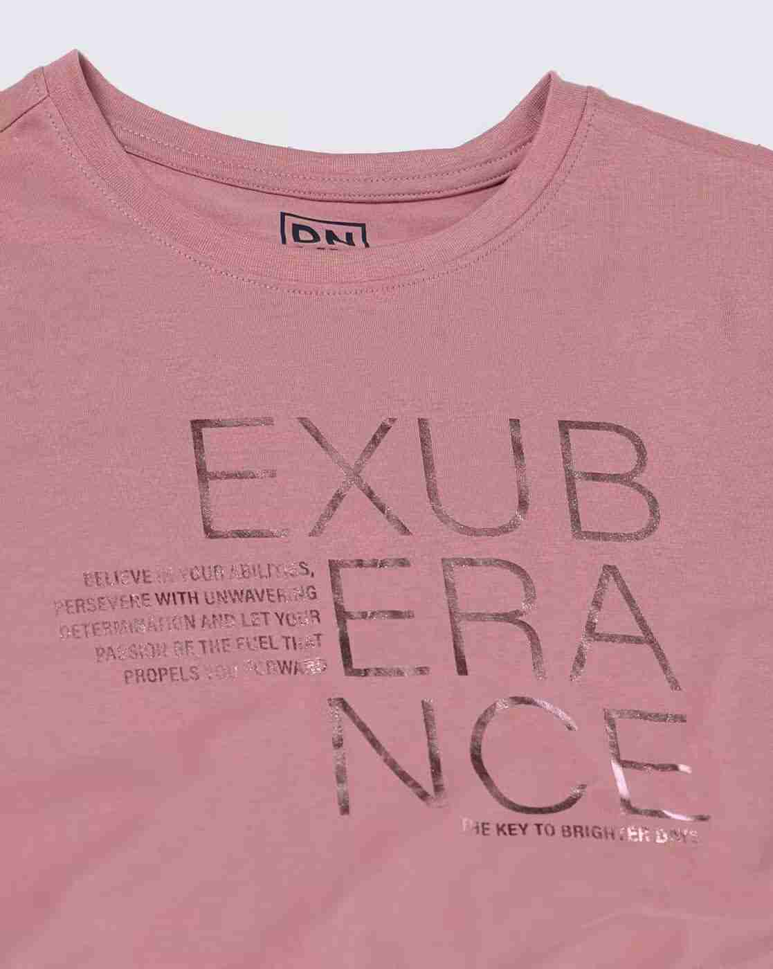 DNMX | Women Typographic Print Regular Fit Round-Neck T-Shirt|4